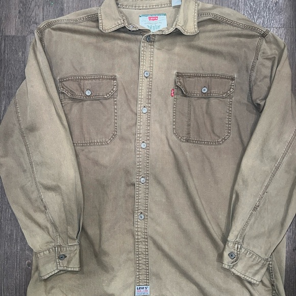 Levi's Other - Vintage 90s Levi's Tan Casual Button Down Shirt Classic Design Red Tab